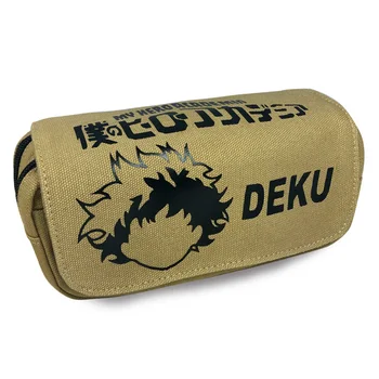 

My Hero Academia Anime Canvas Pen Holder Bag Double Zipper Stationery Box for School Supply Gift