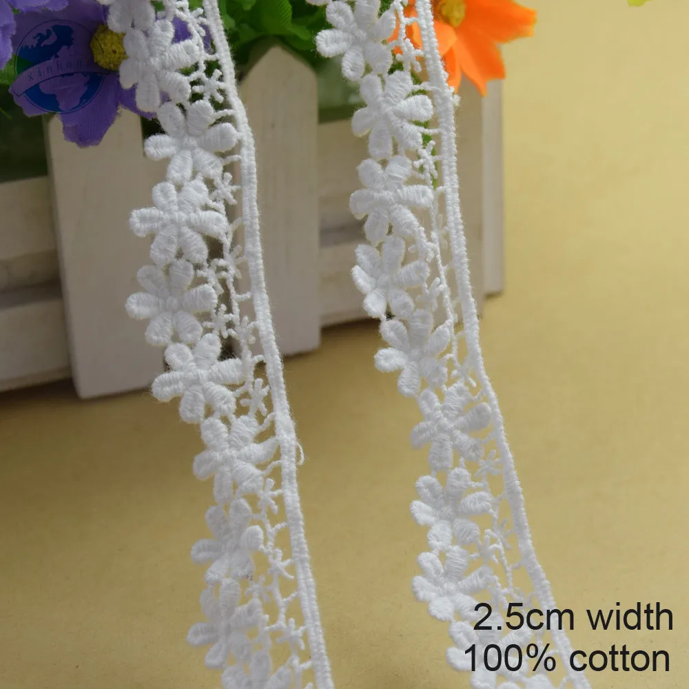 2.5cm Width 100% Cotton Lace Sewing Ribbon Guipure Trim Fabric Warp Knitting DIY Garment Wedding Accessories African Lace#2644 | Дом и сад