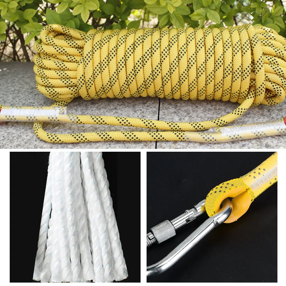 Paracord تسلق حبل 15 M في الهواء الطلق روك الحبل القطر 12 مللي متر عالية القوة سلامة التخييم الحبل المشي تسلق التبعي