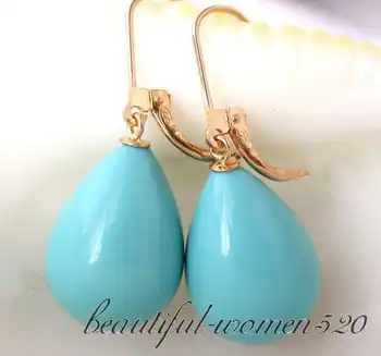 

Z2716 huge 20mm drip blue shell pearl dangle earrings