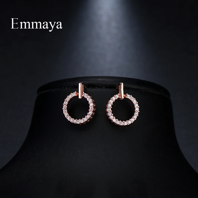 

Emmaya Brand Luxury Charm Simple Round AAA White Cubic Zircon Two Colors Jewelry Earrings For Woman Elegance Wedding Party Gift