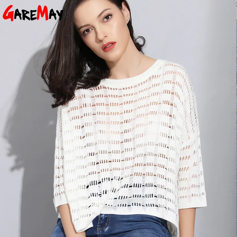 

Spring Women Pullovers and Hollow Out Sweaters 2019 Sexy White Knitted Sweater Female Hollow Womens Jumper Tops Pull Femme