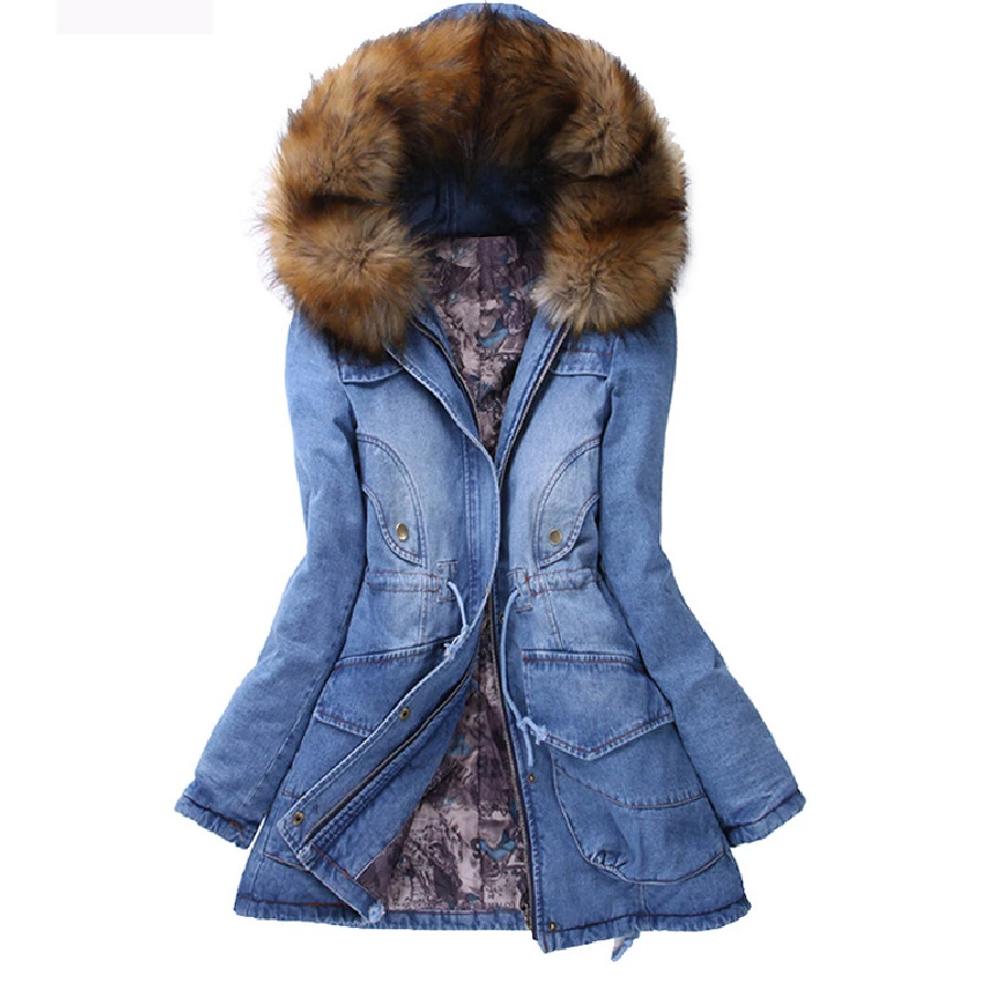 New Arrival Fashion Design Women Winter Full Sleeve Parkas Outwear Jeans Jacket Female Warm Casual Clothing