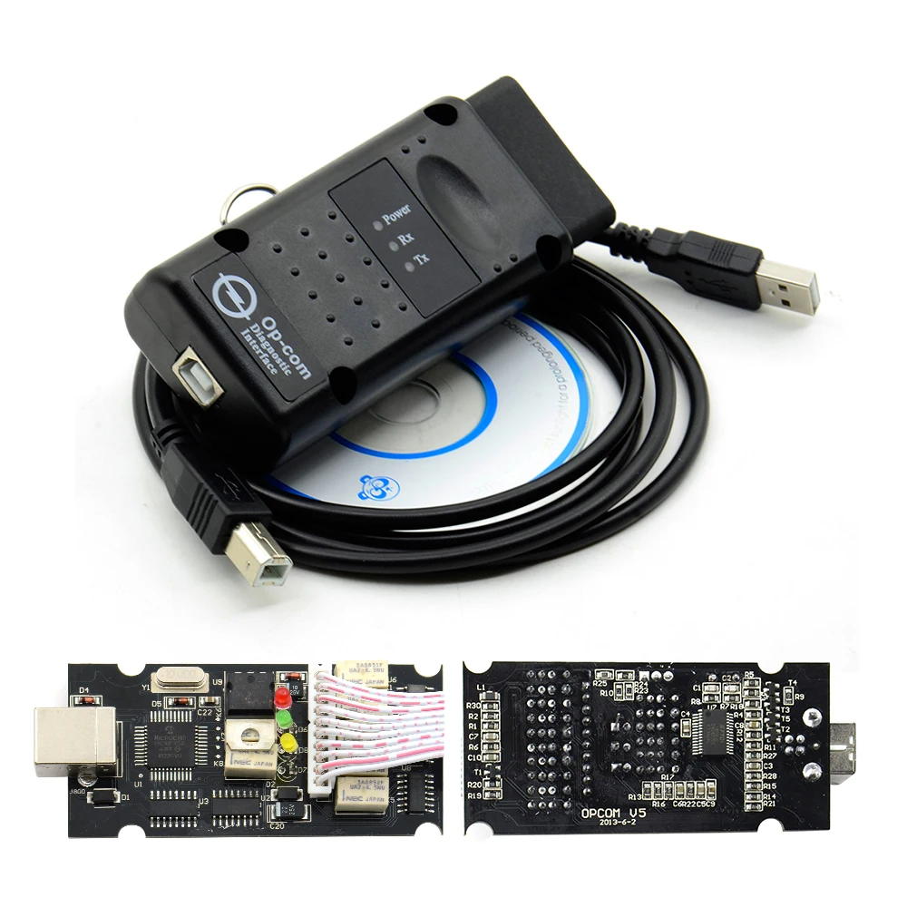 10 шт./лот обновление прошивки OPCOM V1.95 PIC18F458 FTDI диагностический сканер OBD2 для