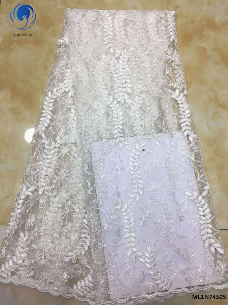 

Beautifical french net laces fabrics african 2019 laces fabrics bling tulle lace dresses for women 5yards/lot ML1N745