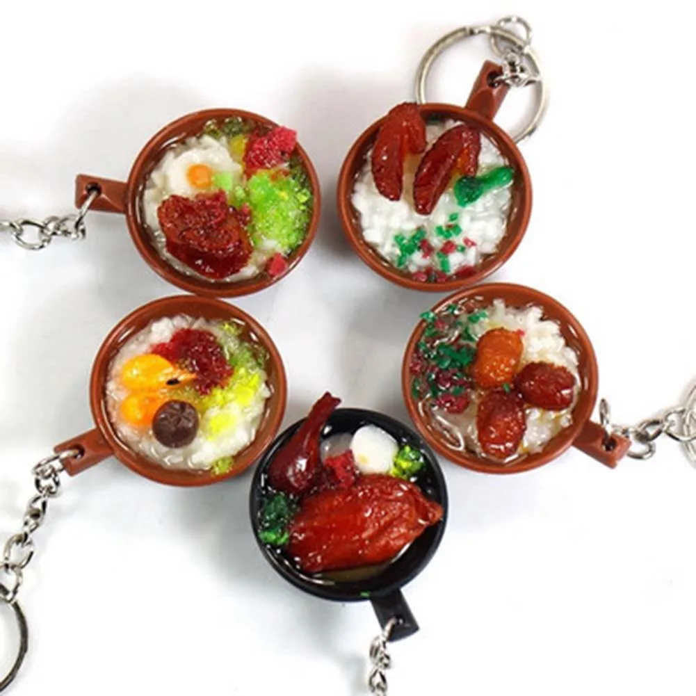 Mini Simulation Food Key Chain Cute Casserole Keychain Mini Bowl Food