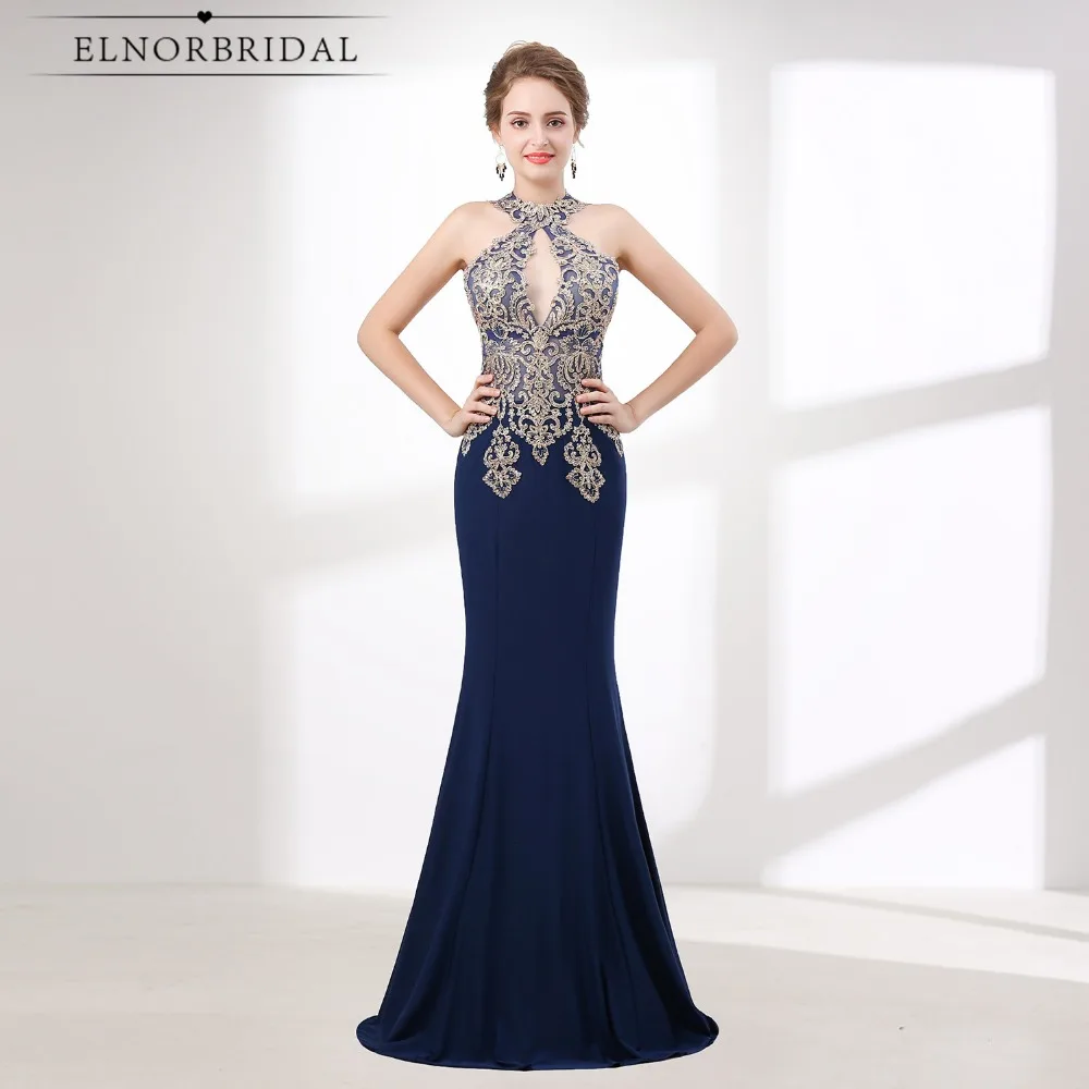 Темно синие Выпускные платья русалки 2020 Vestido Formatura кружевное вечернее Женское