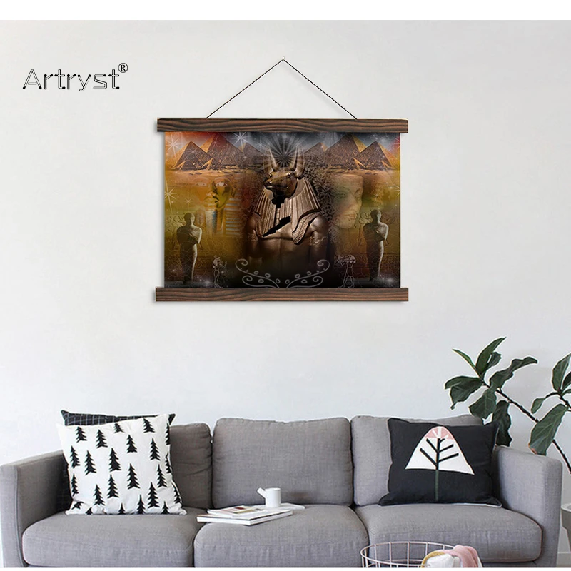 

Artryst modern home decoration wall art painting anubis ancient egyptian tomb pyramids image hanging canvas painting on the wall