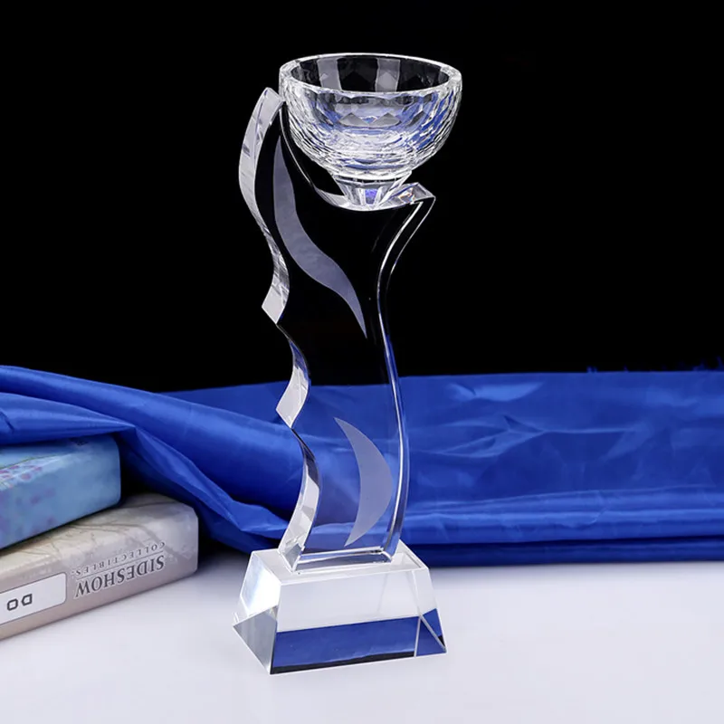 CTCB0053 Crystal Trophy Free Engraved Glass Award Cup With a Bowl For