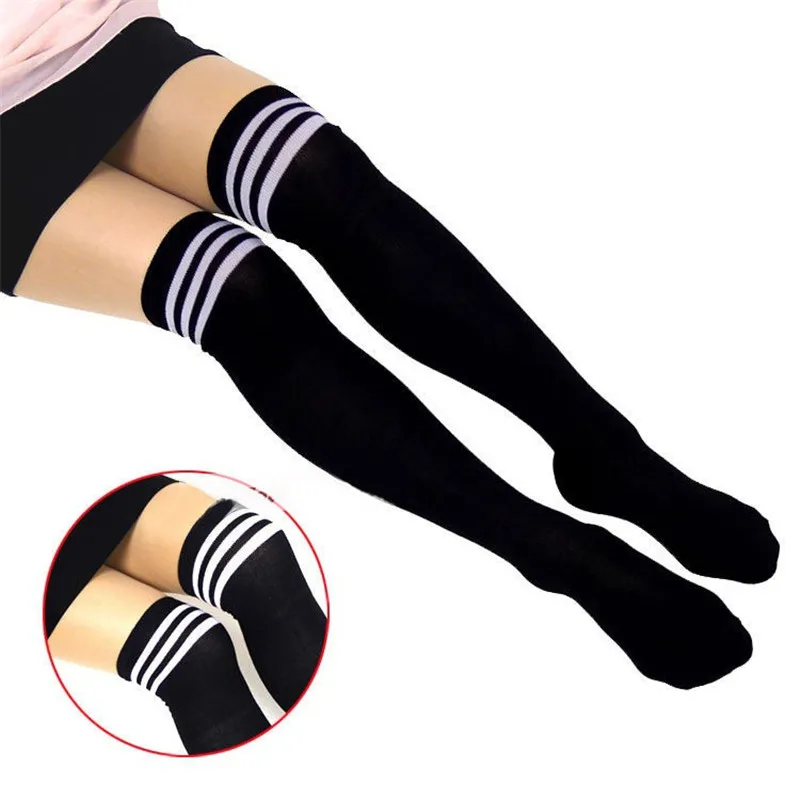 CRAZY FLY 2019 New Sexy Knee High Socks Women Kawaii Striped Thigh High Woman Compression Girls Long Socks Female Over Knee Sock