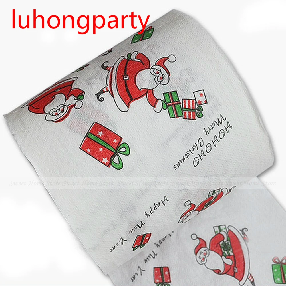 

30m/pack 2packs Christmas Printed Paper Toilet Tissues Roll Paper Novelty Toilet Tissue for Christmas Wholesale