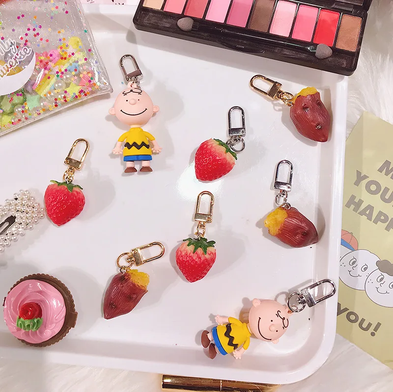 

2019 Mini Keyring Cute Fruit Keychain Simulation Fruit Cell Phone Keyring Charm Bag Keychain Pendant Decor For Men Or Women