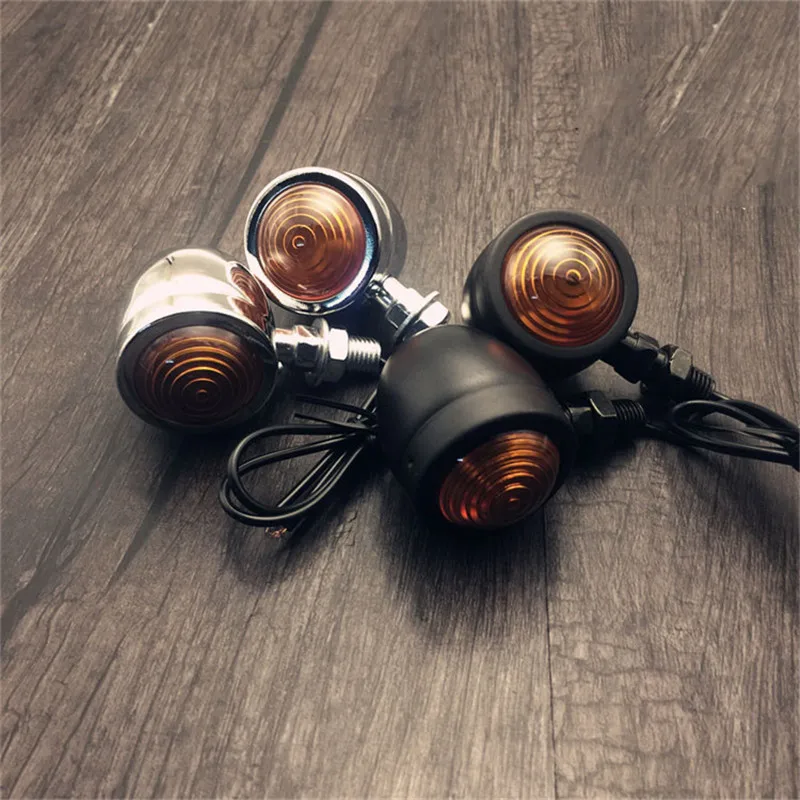 1 pair Mini Motorcycle Bullet Turn Signal Indicator Lights Modified Moto parts Retro Turn Signal Indicators for Harley Honda