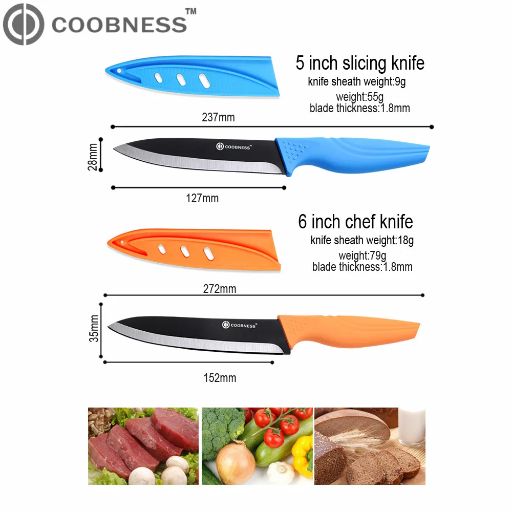 COOBNESS фирменные кухонные ножи 2 шт. керамический нож многоцветная ручка Черное