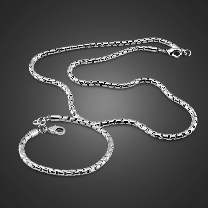 

New born 6MM chain 51 cm Necklace 19cm bracelet set special lock 925 standard silver road side chain men / boy silver jewelry