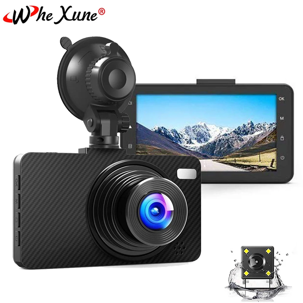 Автомобильный видеорегистратор WHEXUNE Full HD 1080P экран 3 0 дюйма с двумя объективами