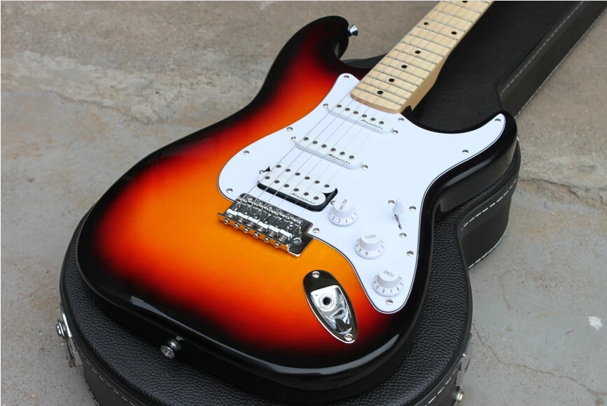 

Best PriceNew Stratocaster sunset sunburst body maple fretboard double pickups Electric Guitar in stock !! Free shipping