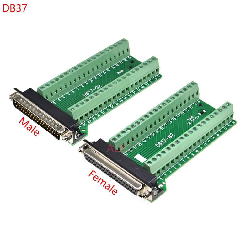 Conector Macho e Fêmea para Adaptador de Terminal D-sub Converter Módulo Board Signal 37 Pin Row Db37 1pc