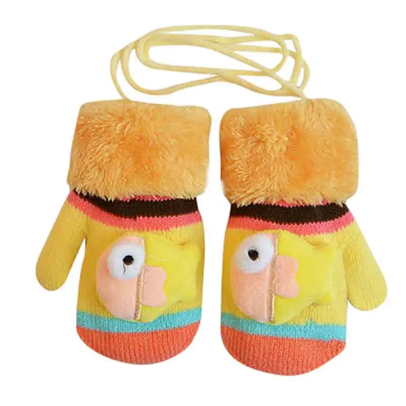 

DE098 Winter Warm Baby Clothes Children's Gloves Christmas Mittens Infant Baby Girls Boys Cute Cartoon Fish Thicken Warm Gloves