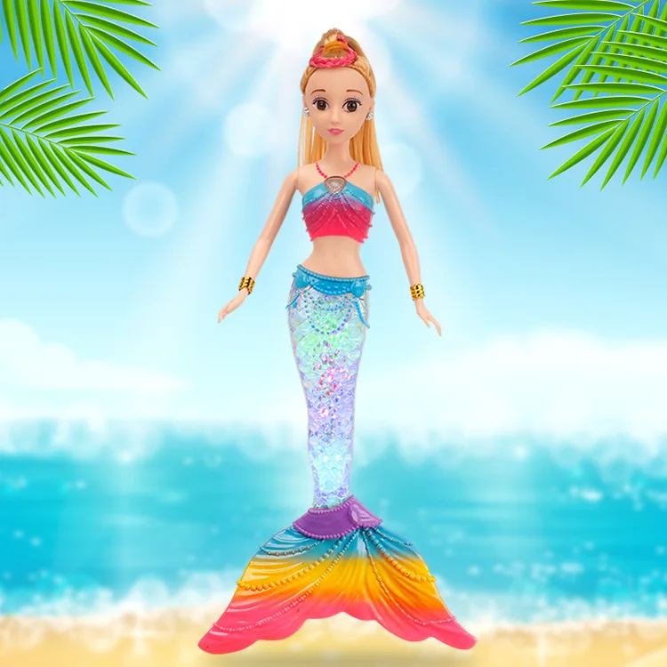 35 см светящаяся игрушка кукла принцесса-Русалка Прозрачный рыбий хвост музыкальная игрушка для девочек детский подарок на день рождения Bjd девушка кукла - Цвет: C
