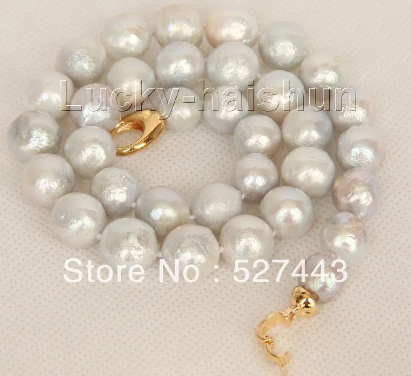 

Wholesale 17" 12mm near round white Reborn keshi pearls necklace