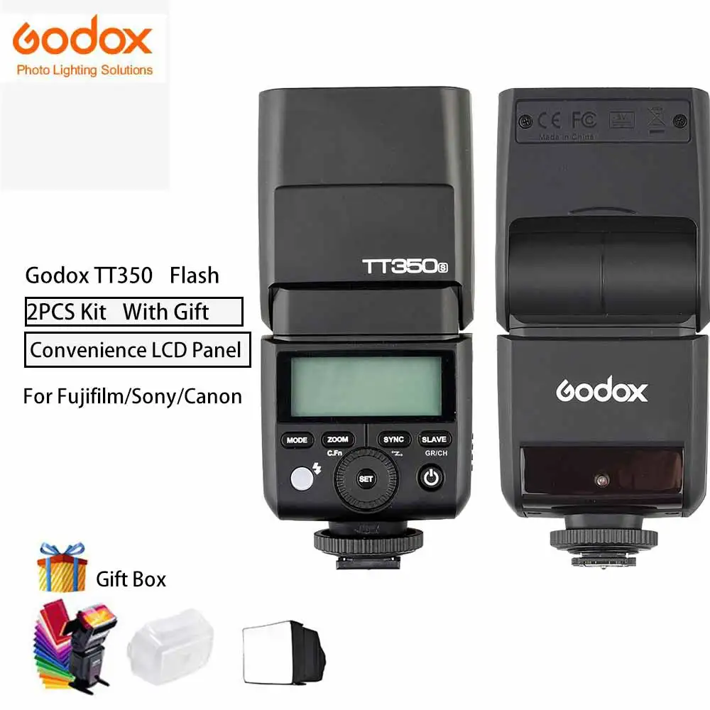 

Godox 2pcs TT350C Speedlite Flash TT350o tt350s TT350F 2.4G Wireless HSS 1/8000 Compatible For Sony Fujifilm Cameras