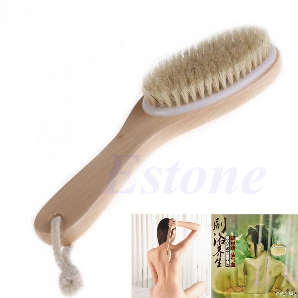 Щетка для отшелушивания всего тела с натуральной щетиной|dry skin body brush|dry brushdetox brush |