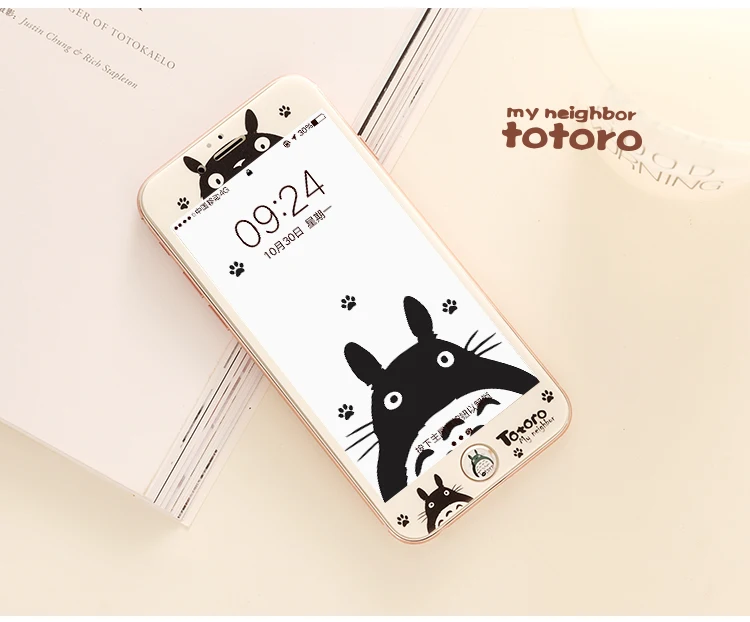 Новинка, Передняя пленка Totoro для iPhone 7/8 plus, закаленное стекло, экран с мягкими краями, протектор для iPhone 6 6s plus+ наклейка на кнопку