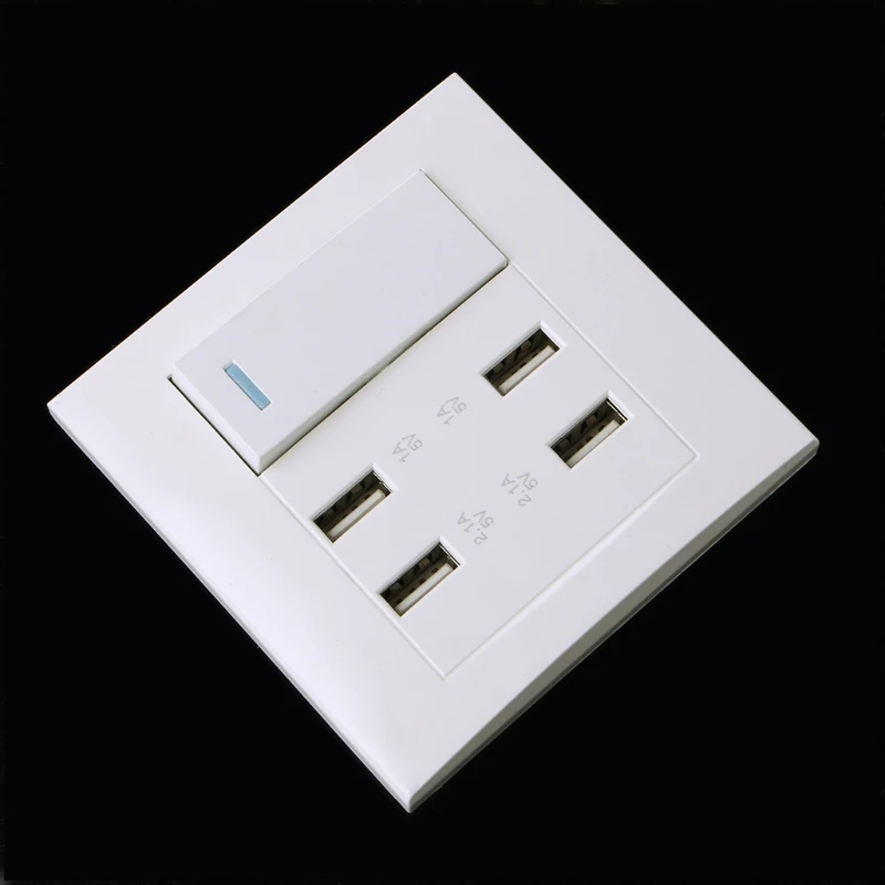 

220V 10A Wall Switch Socket 4 Port USB Charger Power Outlet Adapter Panel #Sep.07