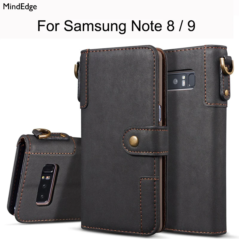 

Genuine Real Leather Flip Wallet Cover for Samsung Galaxy Note 8 9 Case Luxury Ultra Thin Card Key Ring for Samsung Note 8 9