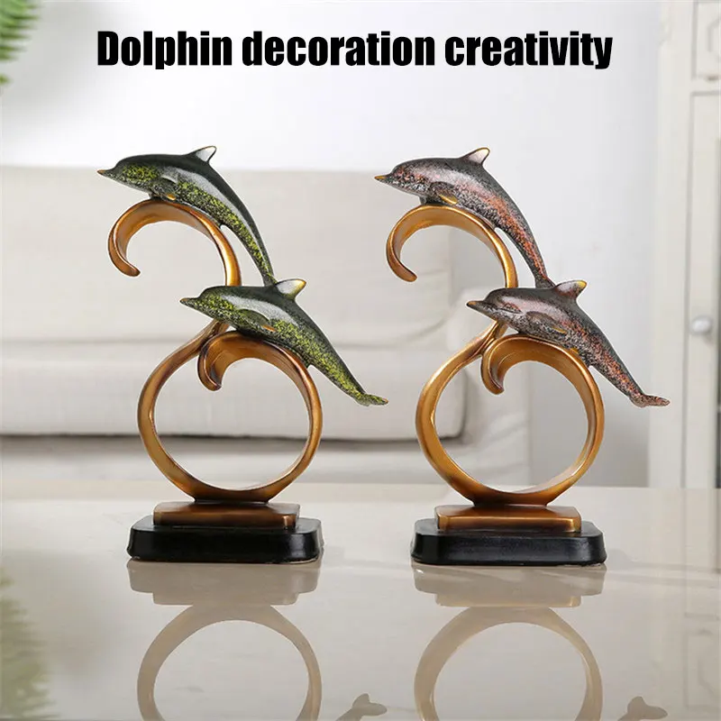 

Lovely Dolphins Ornaments Crafts Decoration Accessories Modern Gift for Home Living Room @LS