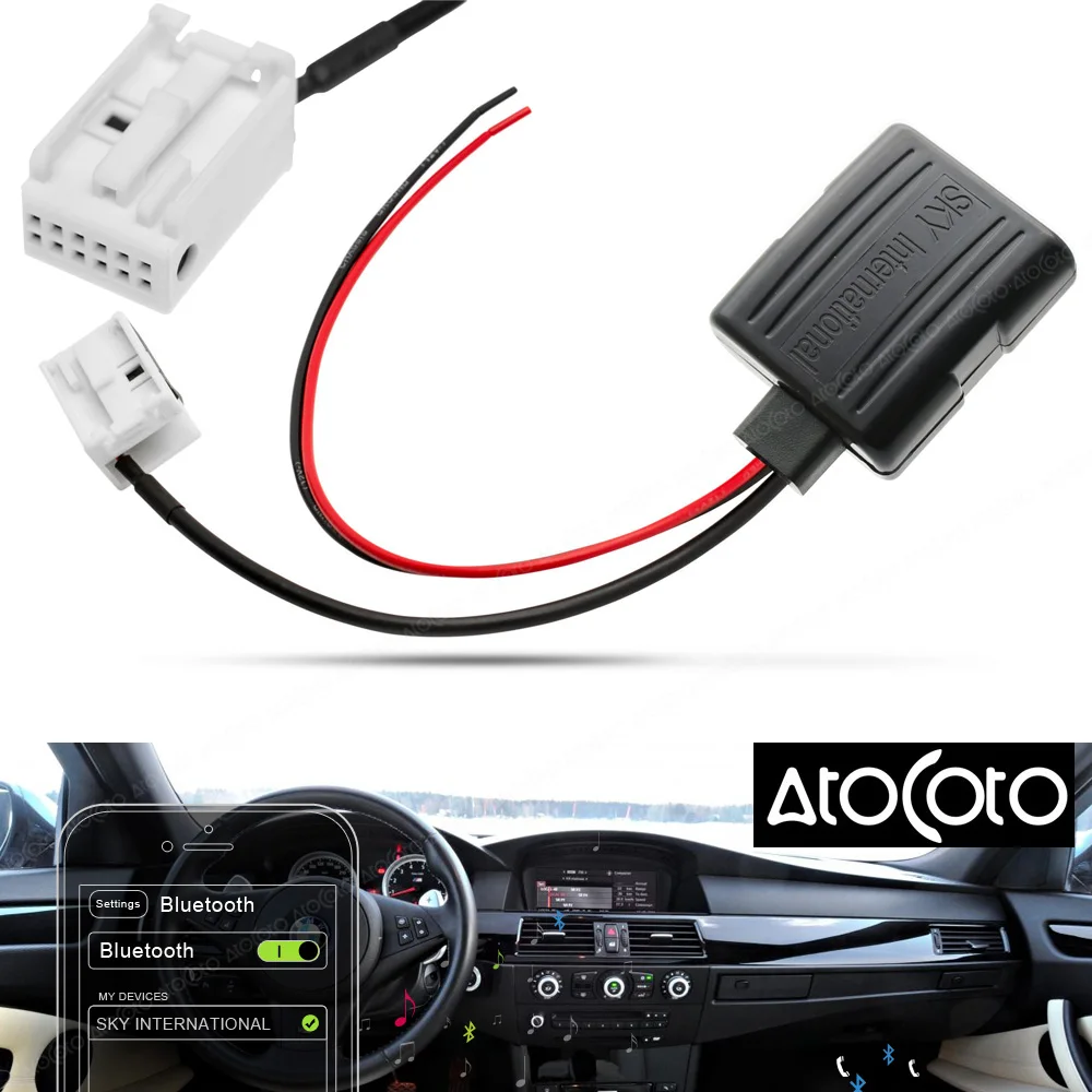 AtoCoto Автомобильный Bluetooth Aux приемник адаптер 12 Pin кабель для BMW E60 E61 E63 E64 X3 Z4 радио Navi беспроводной A2DP аудио вход