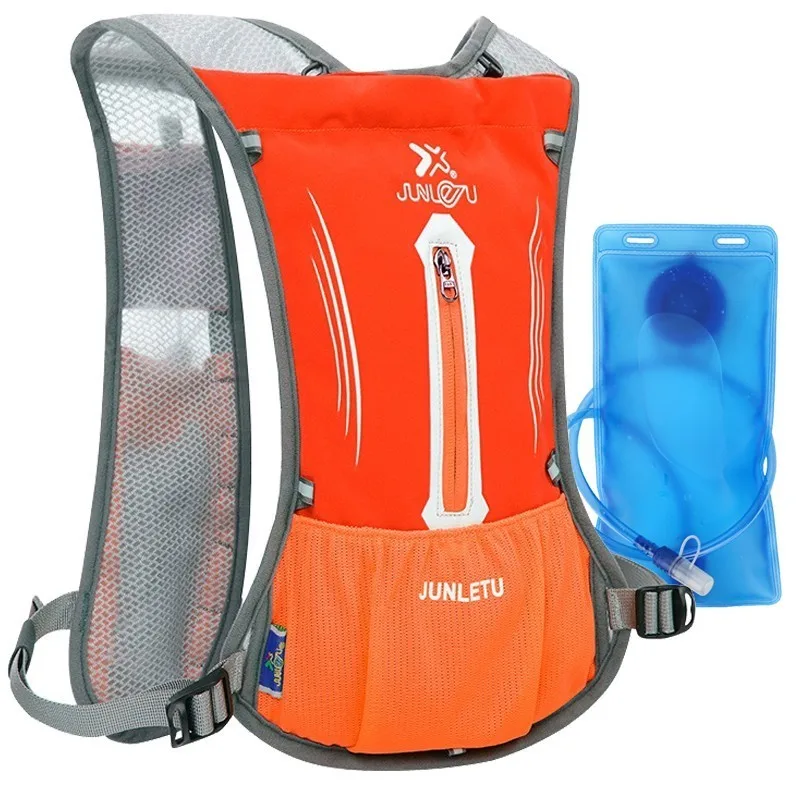 Спортивные беговые рюкзаки для мужчин и женщин, марафонский гидратационный жилет, сумка для бега, беговые сумки для телефона, походный рюкзак для велоспорта - Цвет: Orange with WaterBag