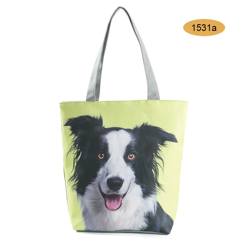 Женский тот, Брезентовая сумка Симпатичные кошки и собаки напечатаны сумки животный дизайн пляжные повседневные сумки на плечо MUG88 - Цвет: size 1