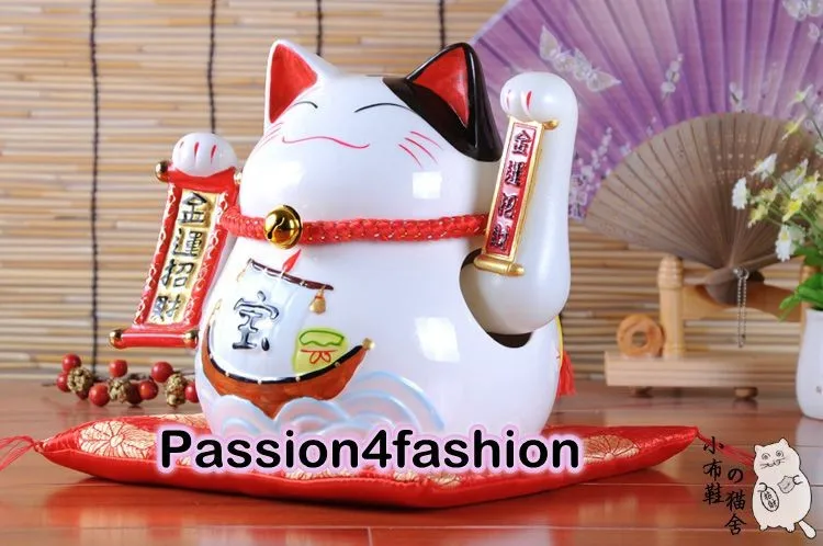 Maneki Neko Lucky Cat развевающийся лапой керамический улыбающееся лицо милый богатство удача орнамент Электрический негабаритный подарок