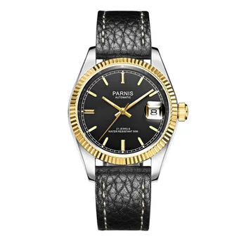 

Parnis Royal Seriers Luminous Mens Leather Watchband Fashion Big Dial Dual Calendar Automatic Mechanical Watch Wristwatch