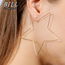 ES541 серьги-гвоздики в форме большой звезды простые серьги ручной работы из медной проволоки для женщин Brincos de gota Feminino геометрические