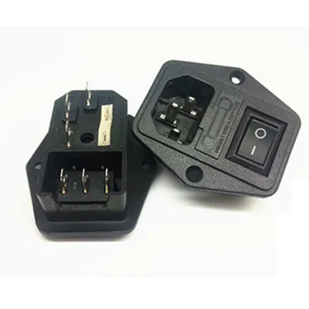 

10pcs/lot AC power socket IEC320 C14 Inlet Electrical Plug Socket 3Pin Industrial socket Plug with black 3pin switch
