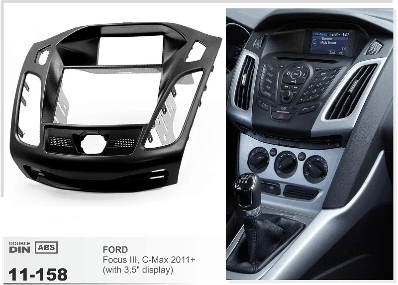 

11-158 Car DVD stereo facia surround install trim fit 2-DIN dash kit for FORD Focus III, C-Max ;Kuga;Escape (with 3.5" display)