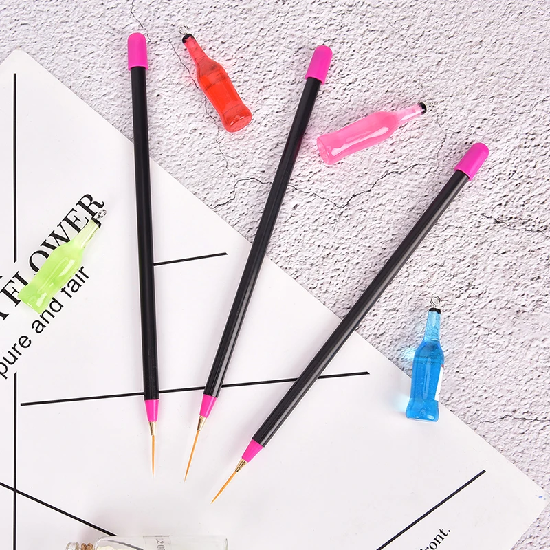 3PCS Pro Acylic Black Handle Nail Liner Brushes Nail Art Brush Liner