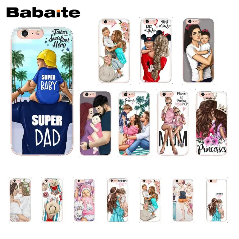 

Babaite Fashion Black Brown Hair Baby Mom Girl Queen Phone Case for iPhone X XS MAX 6 6s 7 7plus 8 8Plus 5 5S SE XR 10