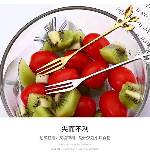 10 Pcs Stainless Steel forks,Vintage Royal Leaf Handle Dessert Appetizer Bistro Cake Fruit forks, Party favors SILVER