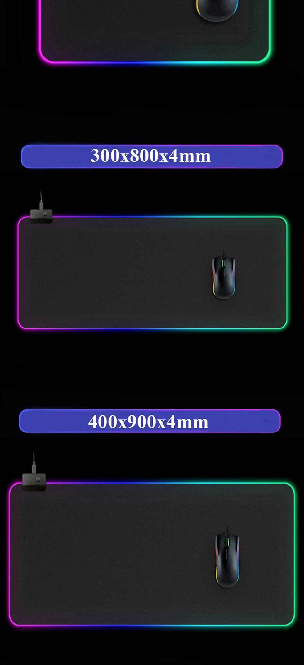 Большой красочный светодиодный RGB игровой коврик для мыши USB Проводная 800x300 мм геймерский большой коврик для мыши коврик для ноутбука 800x300 мм для ПК компьютера