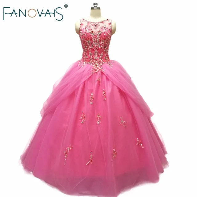 Hot Pink Beads Luxury Quinceanera Dresses Ball Gowns 2018 Praty Hot Pink Beads Luxury Quinceanera Dresses Ball Gowns 2018 Praty For S Under 15 Vestido