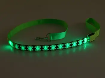 

FE99 pet dog LED leashes dog Pull strap lead for dogs 2.5cm width 120cm length Rhombus design usb rechargeable