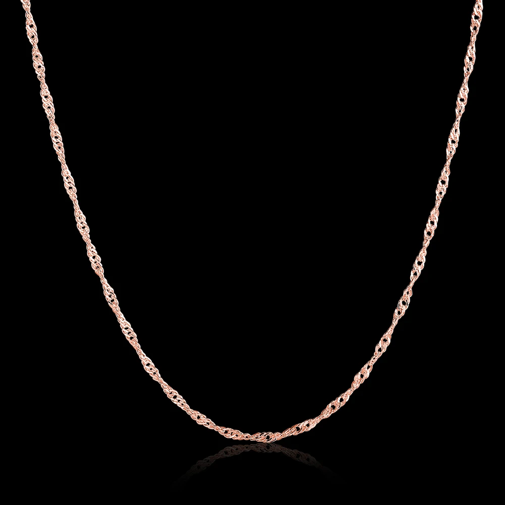 

18KRGPC023 Wholesale 10pcs/Lot Fashion Rose Gold Color Necklace Chains,Fashion Water Wave Chain Necklace For Women