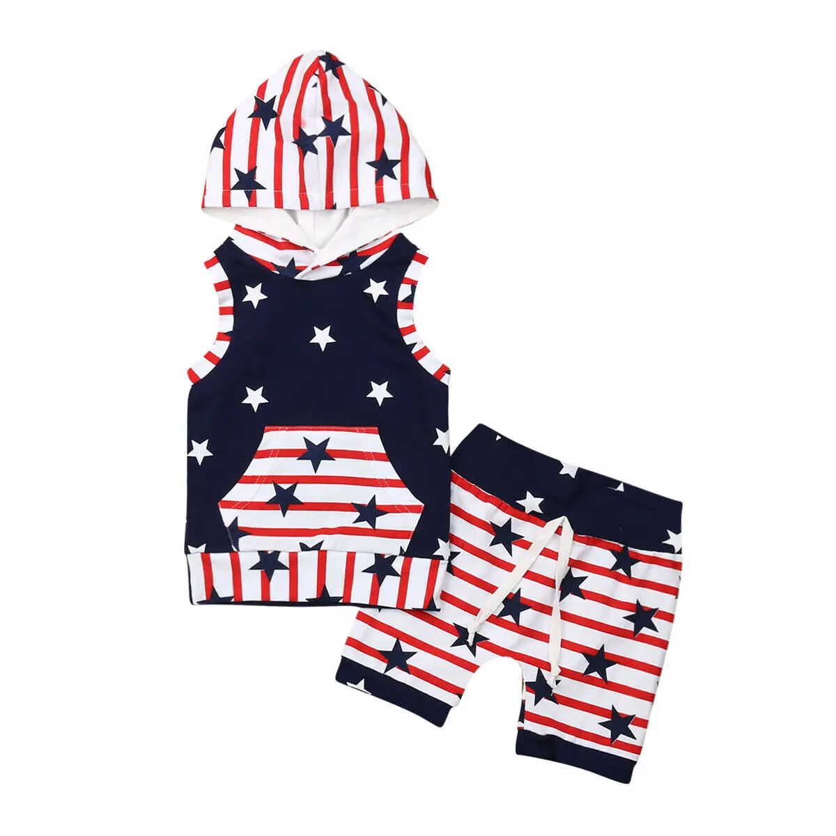 Infant Baby Girl Kid Summer 4th of July Stripe Star Vest Sleeveless Dress Outfit