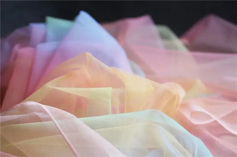 

5 yards dream rainbow tulle fabric with Gradient colors, tie dyed style tulle mesh lace fabric, bridal tulle lace fabric