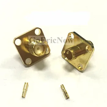 

100 pcs RF coaxial Connector SMA female 4 holes flange for RG402 RG141 Jumper Cable Connector