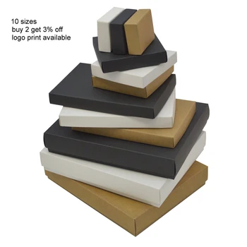 

10pcs Large Cardboard Gift Box Custom Small Carton box Kraft Box Packing With Lid Black White Paper Boxes For Packaging